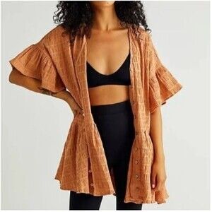 Free People Endless Summer Kaylani Tunic Dress Cotton Crepe Oversized Sz M
